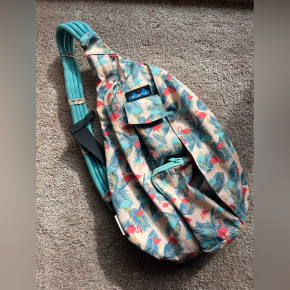 Kavu Rope Sling Bag “Flamingo Fest” Pink Blue EUC - Picture 6 of 7